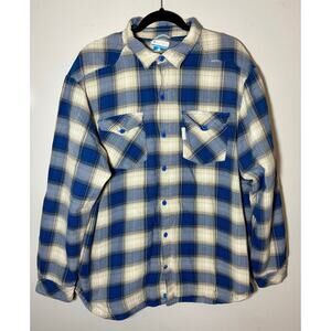 Vintage Columbia Fleece Lined Flannel Snowboarding Jacket Tan & Blue Sz XL